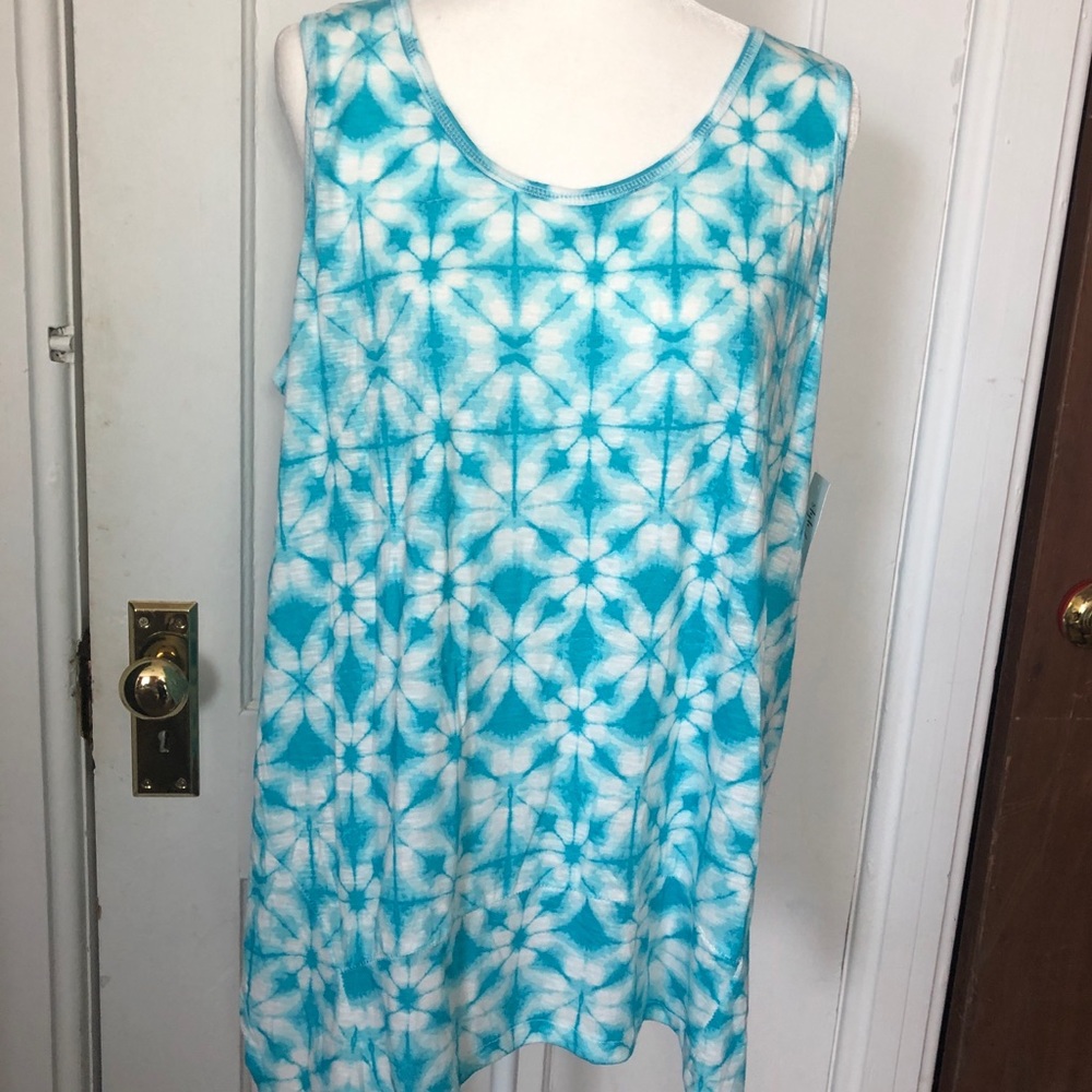 Style & Co Tunic Top Size 0X Blue Sleeveless Tank